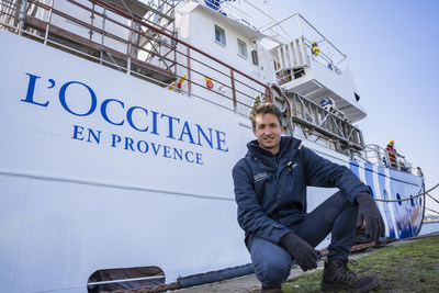 The Plastic Odyssey ship wears the colors of L'OCCITANE en Provence, its main partner, on its bow (PRNewsfoto/L’OCCITANE en Provence)