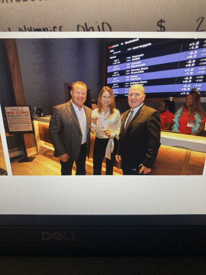 Christine Hoyer, Chief Development Officer for Special Olympics Ohio, kicks off the launch of betJACK in the state of Ohio by placing the first bet at betJACK – Ohio’s Sportsbook at JACK Cleveland Casino joined by Scott Lokke, General Manager of JACK Cleveland Casino and Chad Barnhill, Chief Operating Officer, of JACK Entertainment, looks on.