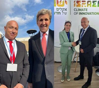 Hanan Fridman at the climate committee in Sharm, with John Kerry and former Minister of Environmental Protection Tamar Zandberg (PRNewsfoto/Trucknet Enterprise)