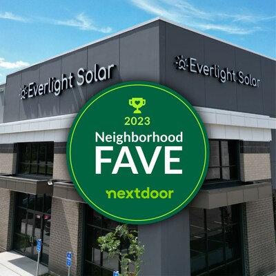 Everlight Solar has been named to the winning list of Nextdoor’s 2023 Neighborhood Faves, the only annual awards where neighbors vote to celebrate their favorite local businesses.