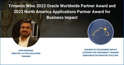 Trinamix Wins 2023 Oracle Worldwide Partner Award and 2023 North America Applications Partner Award for Business Impact