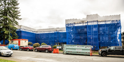 Metro Vancouver Housing's 1972 apartment building in North Vancouver is one of four buildings and 20 single-family homes undergoing a deep energy-efficiency makeover as part of a FortisBC pilot project aimed at lowering energy use in older buildings by half or more. (CNW Group/FortisBC)