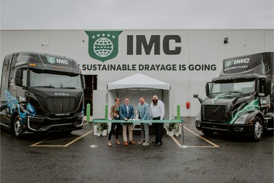 Ribbon cutting at the IMC Sustainability Open House with Tesi Bravo, Deputy Director, EnergIIZE/CALSTART, IMC Chief Executive Officer Joel Henry, IMC Pacific Region President Jim Gillis and IMC Pacific Region Executive Vice President Michael Stanley.