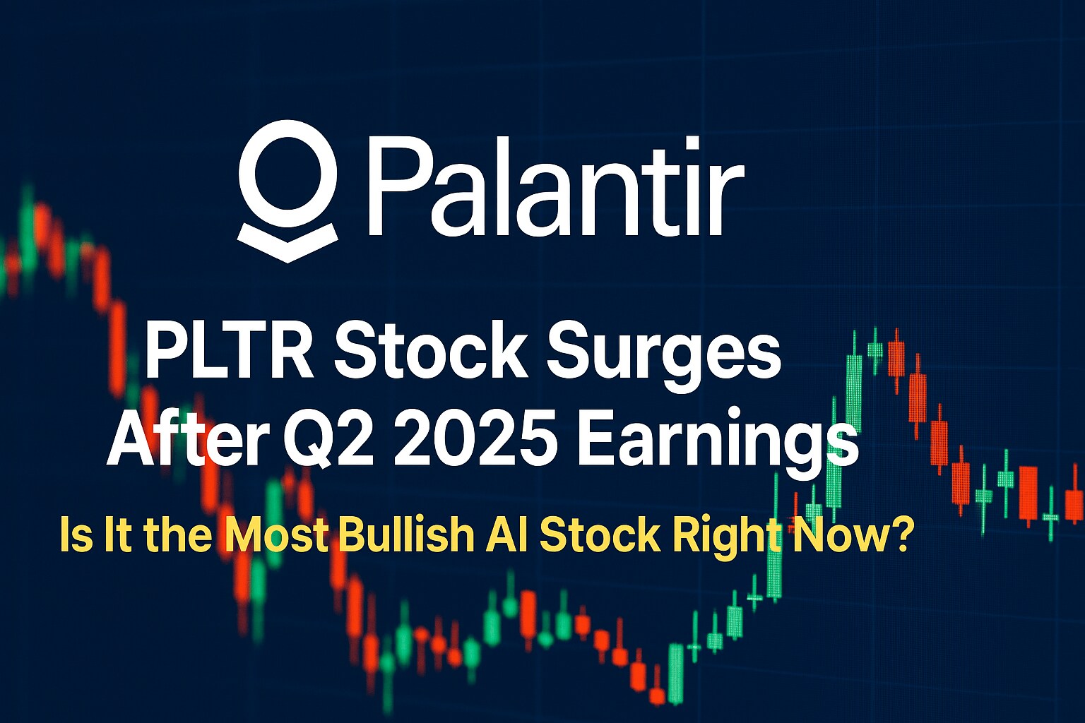 Palantir Technologies stock performance and earnings highlights with futuristic AI and data visualization theme
